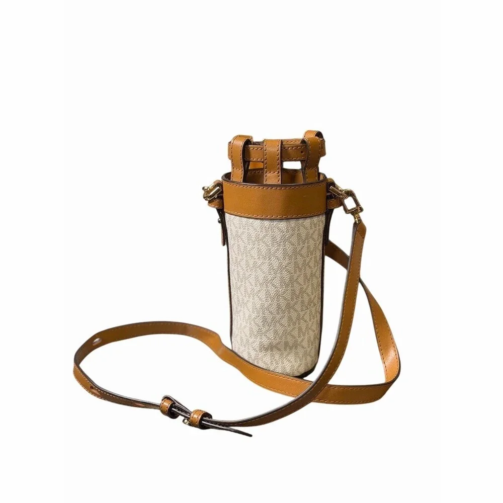 Michael Kors Water Bottle Holder Crossbody Bag Vanilla Brown